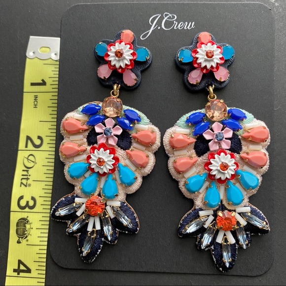 J. Crew Embroidered leather-backed earrings - Picture 7 of 8